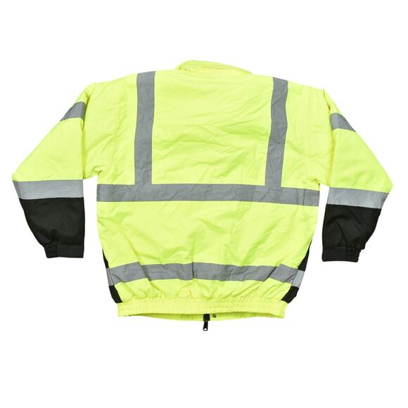 American Worker Green Bomber Jacket Nylon Medium ANSI Class III Safety Jacket - Picture 2 of 9
